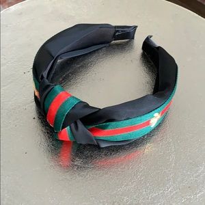 Green and Black Top Knot Headband